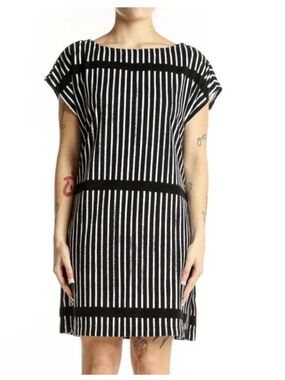 Black and White Striped Women’s Shift Dress